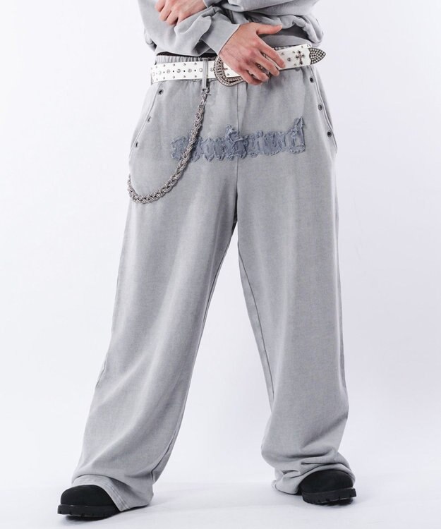 WEGO 【ウエストゴム/ユニセックス着用ITEM】ブリーチハトメスウェットパンツ グレー