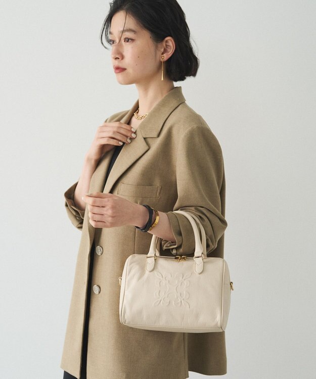 russet 《composition》レザー2WAYミニボストンバッグ(CE-1684) Ivory