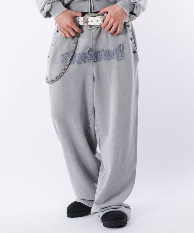 WEGO 【ウエストゴム/ユニセックス着用ITEM】ブリーチハトメスウェットパンツ グレー
