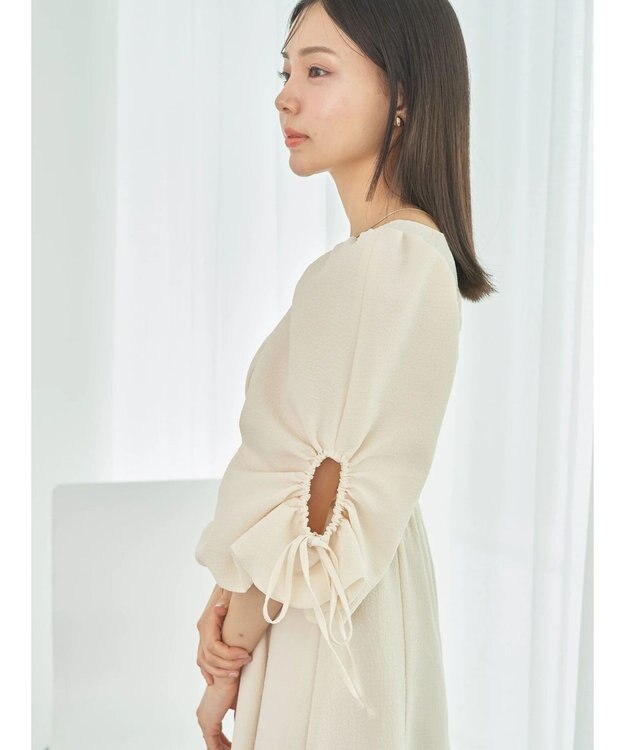earth music&ecology 袖ボリュームフレアワンピース Ivory