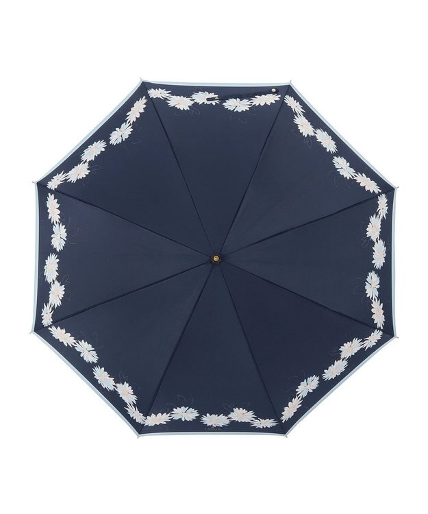 MOONBAT 【雨傘】ランバン　オン　ブルー (LANVIN en Bleu) 花柄 プリント 長傘 ネイビーブルー