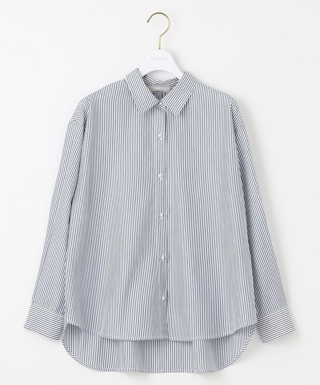 ANY SIS 【UVケア】イージーケアストライプ シャツ ブルーストライプ