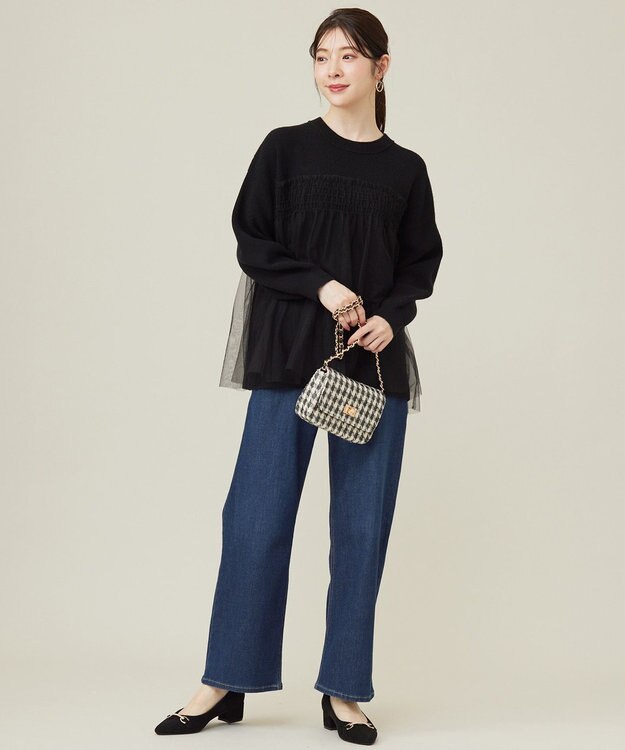 ANY SIS 【洗える】セミワイド デニムパンツ インディゴ