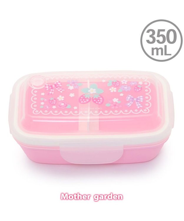 Mother garden マザーガーデン 野いちご 1段お弁当箱 4点ロックドーム型  《花リボン柄》 -