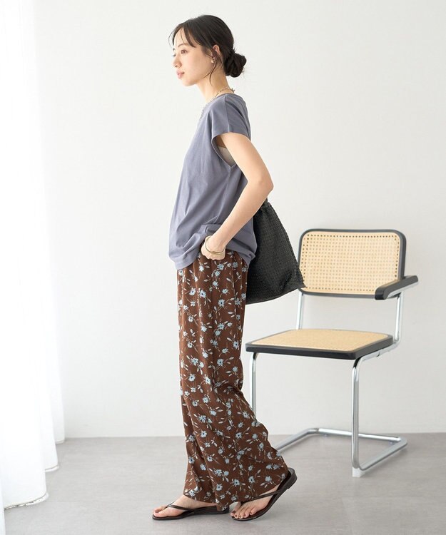earth music&ecology 【遮熱・接触冷感・UVカット】フレンチスリーブTシャツ Charcoal Gray