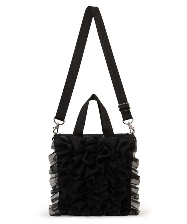 LeSportsac RUFFLE MINI N/S TOTE/ブラックレースラッフル ブラックレースラッフル