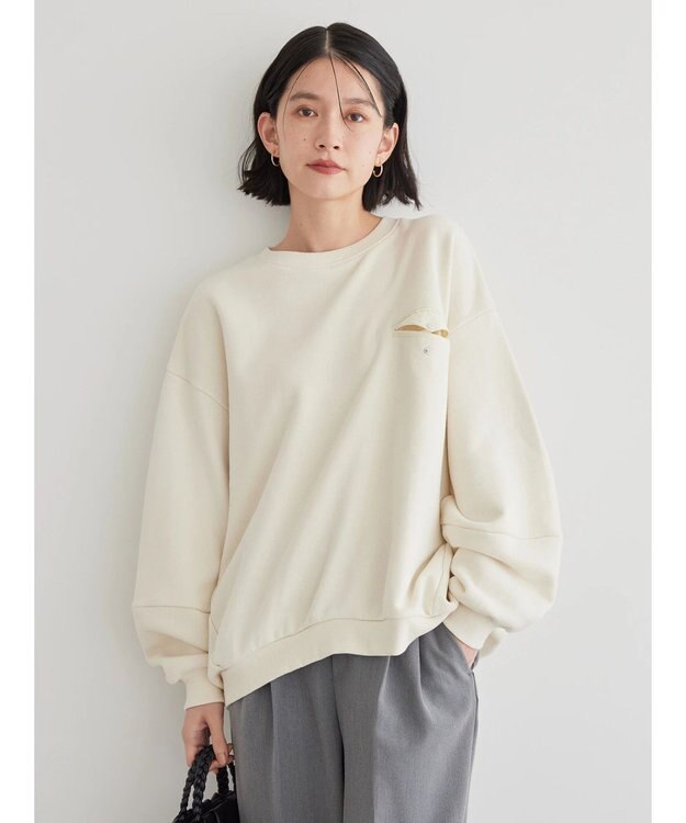 AMERICAN HOLIC ポケット付きバックドレープ裏毛プルオーバー Ivory