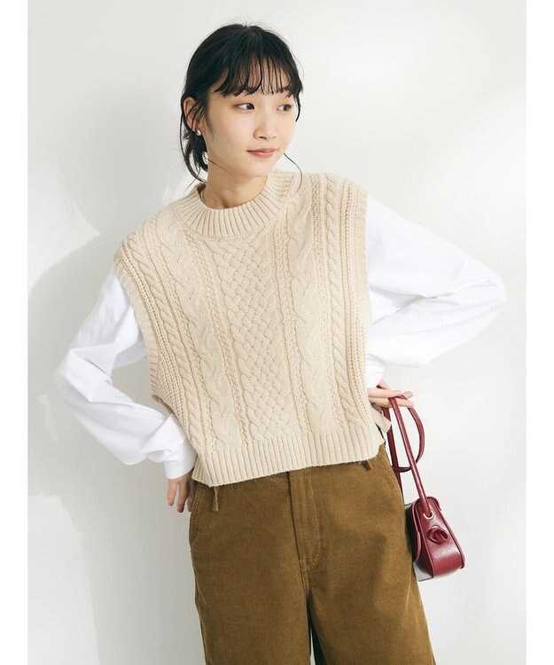 CRAFT STANDARD BOUTIQUE ２ＷＡＹケーブルニットベスト Beige