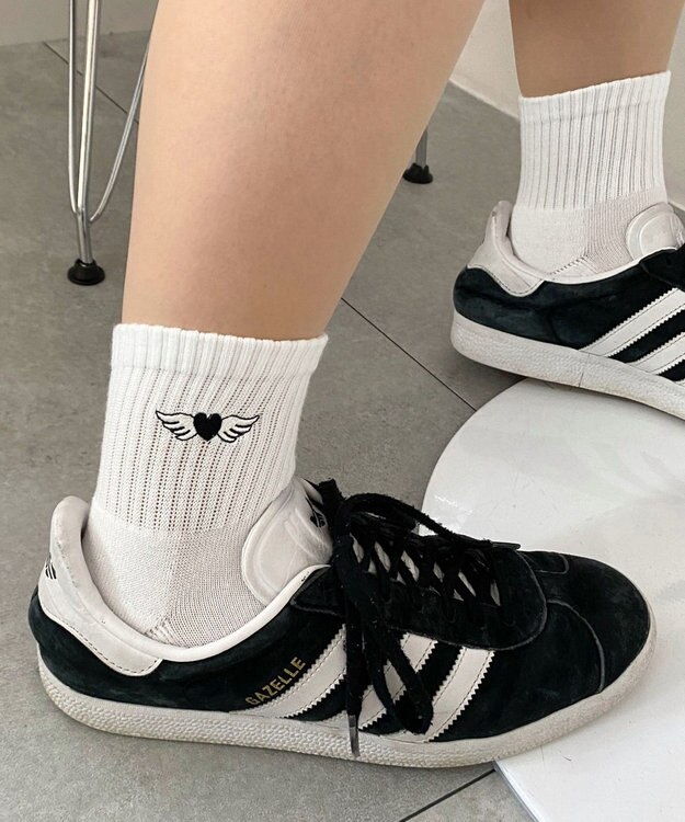 WEGO モチーフ刺繍アンクル底パイルソックス 柄4