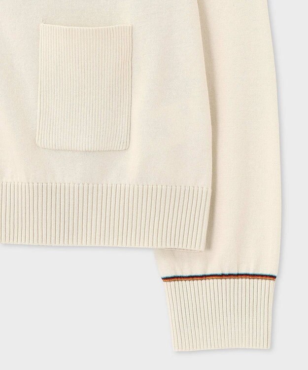 Paul Smith 【洗える】Signature Stripe アイレット カーディガン オフホワイト