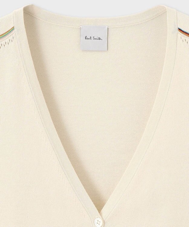 Paul Smith 【洗える】Signature Stripe アイレット カーディガン オフホワイト