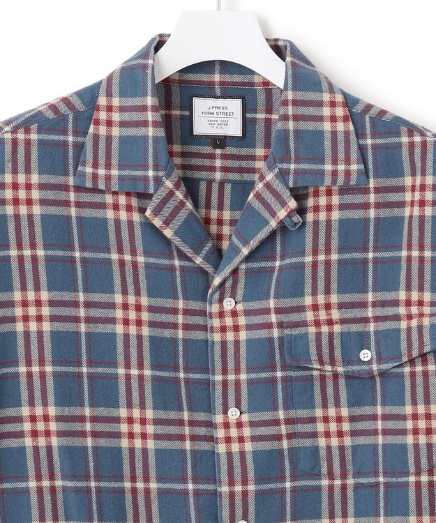 J.PRESS YORK STREET 【UNISEX】フランネル オープンカラーシャツ ブルー系3