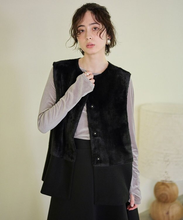 #Newans ペプラムシルエットファージレ ブラック