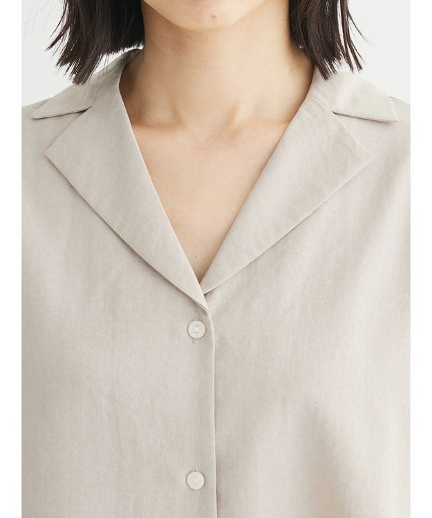 Green Parks 接触冷感　開襟シャツ Light Beige