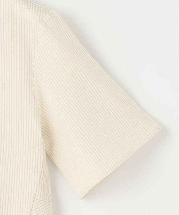 J.PRESS LADIES 【洗える・抗菌防臭・吸水速乾】サッカージャージー ペプラム カットソー オフ×イエロー系