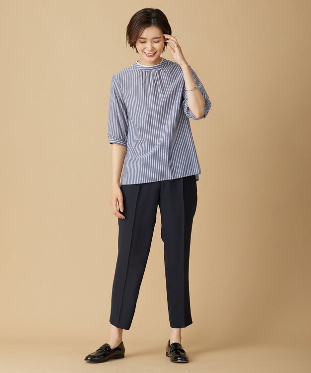 J.PRESS LADIES 【洗える】 RELAXION ツイル ストレート パンツ ネイビー系