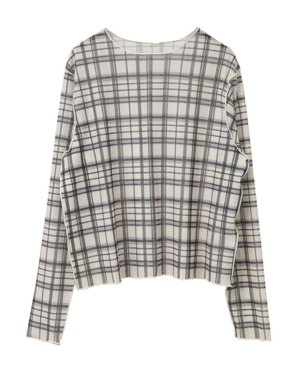 earth music&ecology シアーチェックプルオーバー Ivory