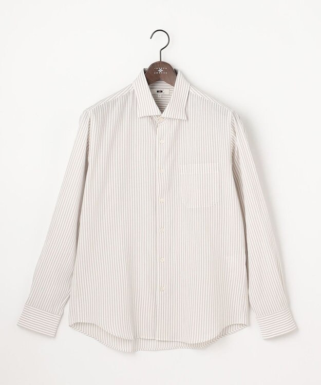 JOSEPH ABBOUD 【イージーケア・JAPANファブリック】ブロックストライプ シャツ ライトグレー系1