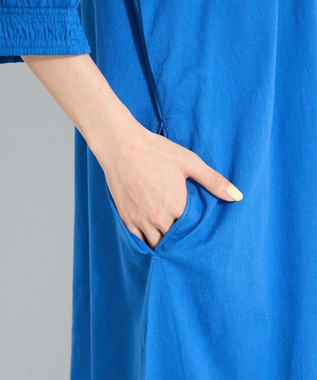 CRAFT STANDARD BOUTIQUE インド綿2WAY綿ボイルギャザーネックワンピース Blue