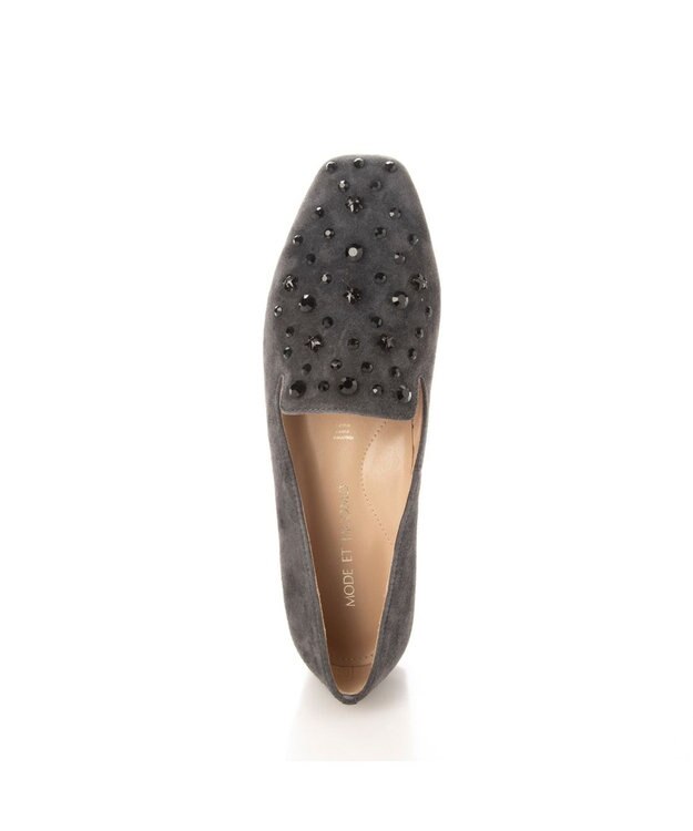 MODE ET JACOMO <MODE ET JACOMO>【軽量】ラインストーンスクエアトゥスリッポン グレースエード