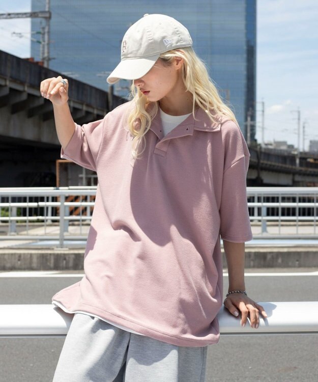 WEGO 【ユニセックス着用ITEM】フェイクレイヤードニットポロシャツ（SS） ピンク