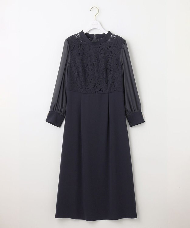 ANY SIS S 【洗える】Nobleコンビ ドレス ネイビー