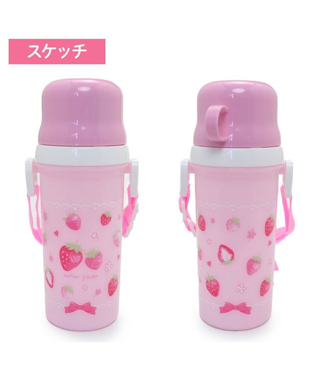 Mother garden マザーガーデン 野いちご コップ付 直飲み プラボトル 水筒 《スケッチ柄》 スケッチ柄