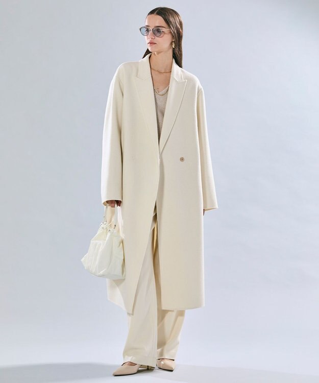 BEIGE， TERNES / 変形タックウールワイドパンツ Bone