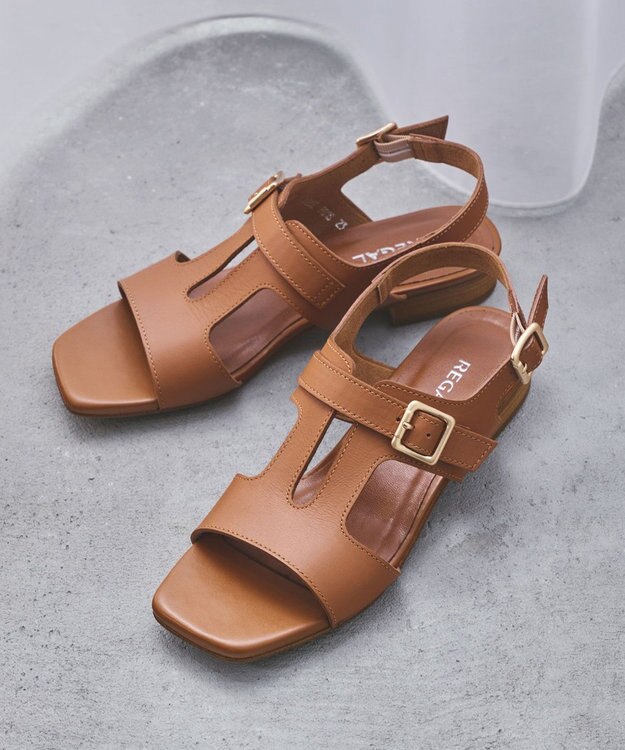 REGAL FOOT COMMUNITY 【リーガルレディース】F01S フラットサンダル キャメル