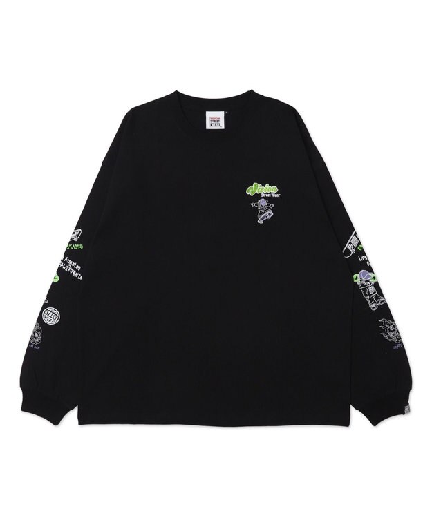 WEGO 【ユニセックス着用ITEM】別注VISIONグラフィックスリーブプリントT（LS） ブラック