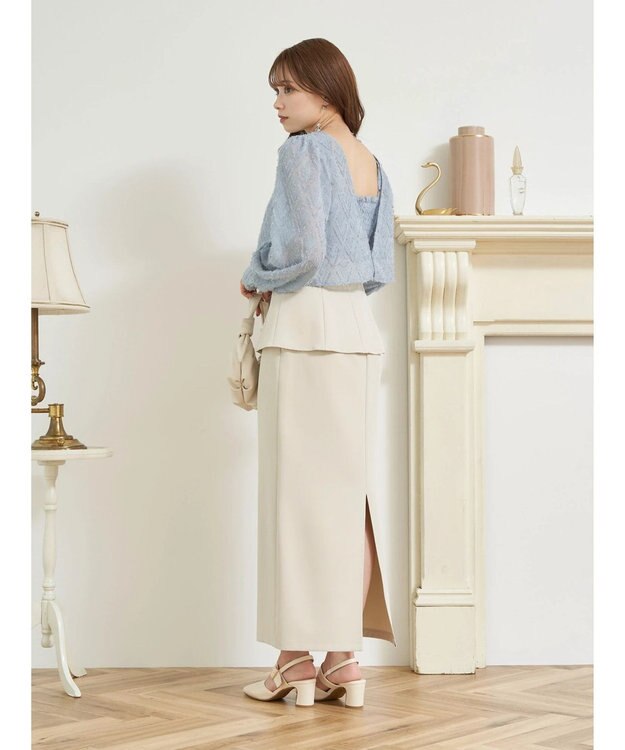 earth music&ecology ＳＥＴ２点カットジャカードカーディガン＋ビスチェ Sax