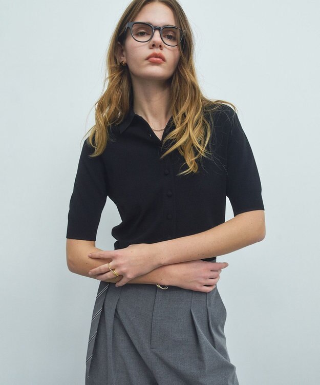 BEIGE， 【ロングセラー】LAURA / ストレッチ ポロニット Black
