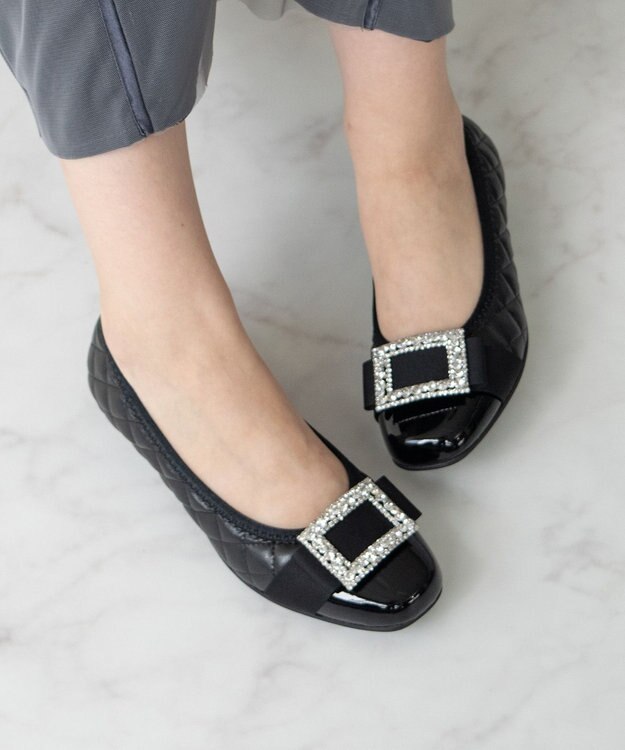 Bridget Birkin ＜3E＞【Bridget Birkin Walk】キルティングビジューリボンウォーキングパンプス ブラック