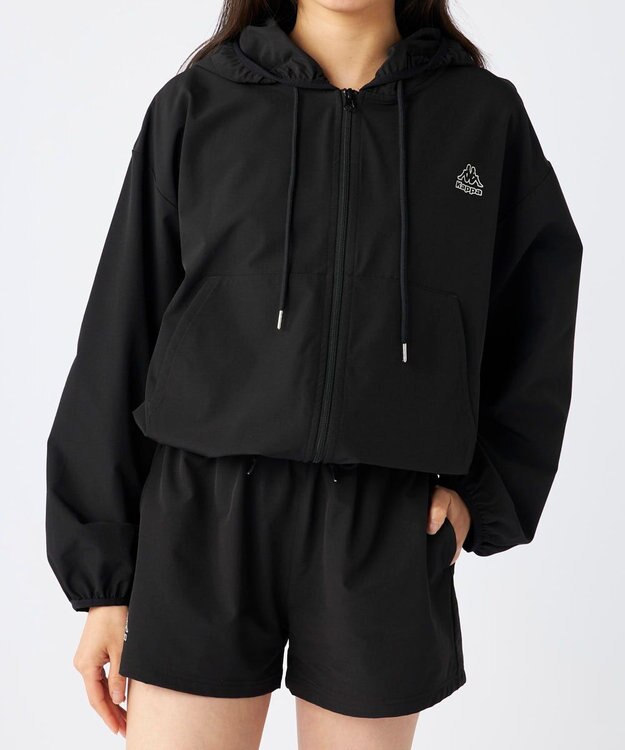 OP／FILA 【Kappa】ラッシュパーカー・ボードショーツ付き　4点セット水着 ブラック