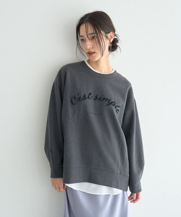 YECCA VECCA 起毛ロゴプルオーバー Charcoal Gray
