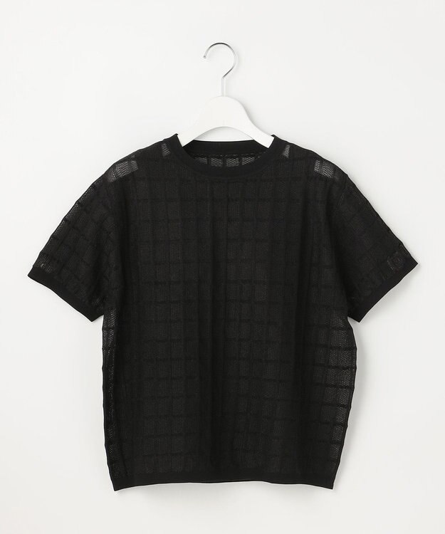 自由区 L 【ワコールコラボ・2点SET】シアーチェックニット プルオーバー ブラック