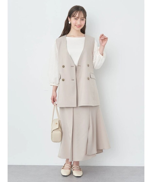 earth music&ecology ノーカラージレ Beige