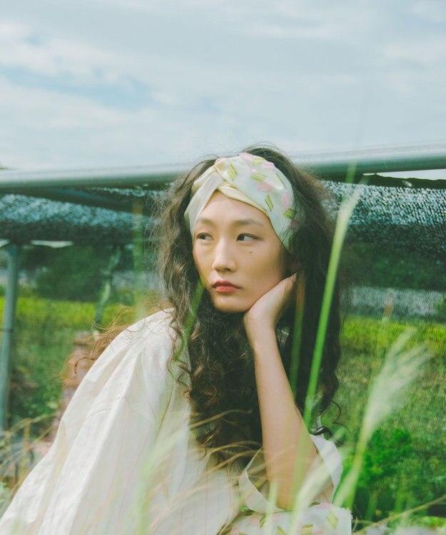 POLS ジャガード織 FRAME ヘアバンド グリーン