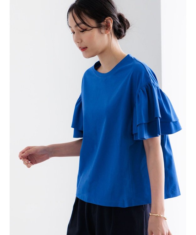 Te chichi 【接触冷感/遮熱/吸水速乾】フリルスリーブビッグTシャツ ブルー