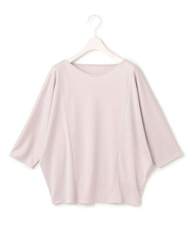 ICB 【洗える】トリアセサテンスムース 5分袖プルオーバー パールグレー系