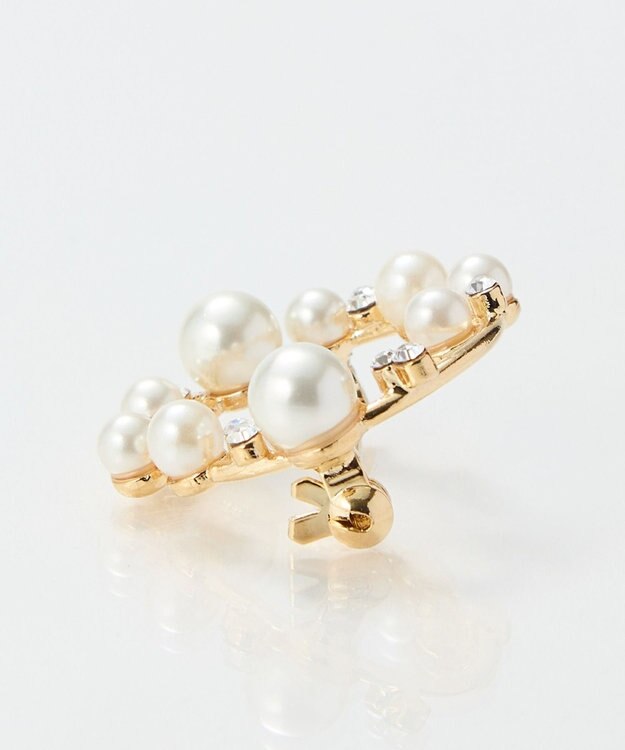 Phoebe <オンワード限定セット>シンプルパールチェーンネックレス×フォーマルパールビジューサークルブローチ ゴールド