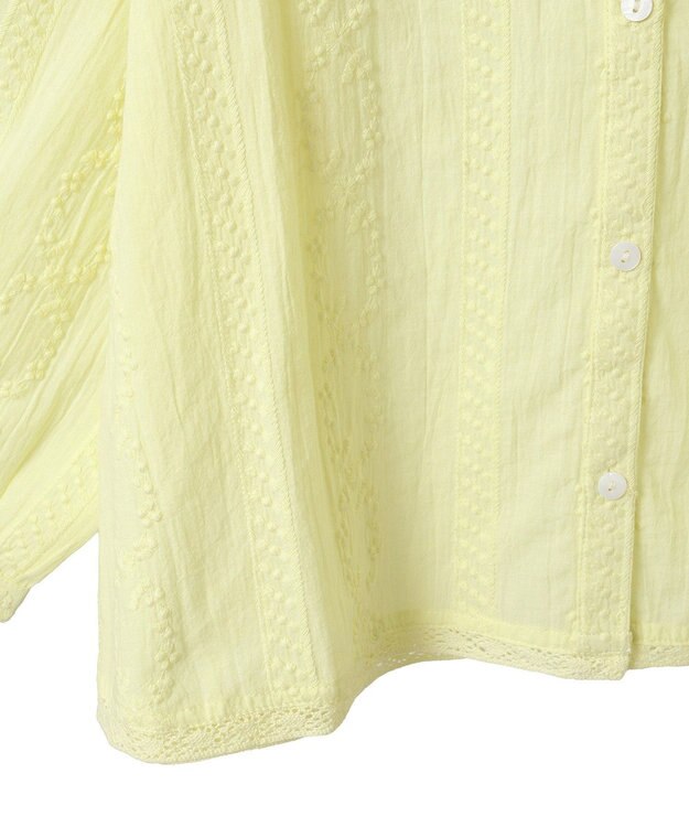 earth music&ecology ビッグカラー刺繍ブラウス Yellow