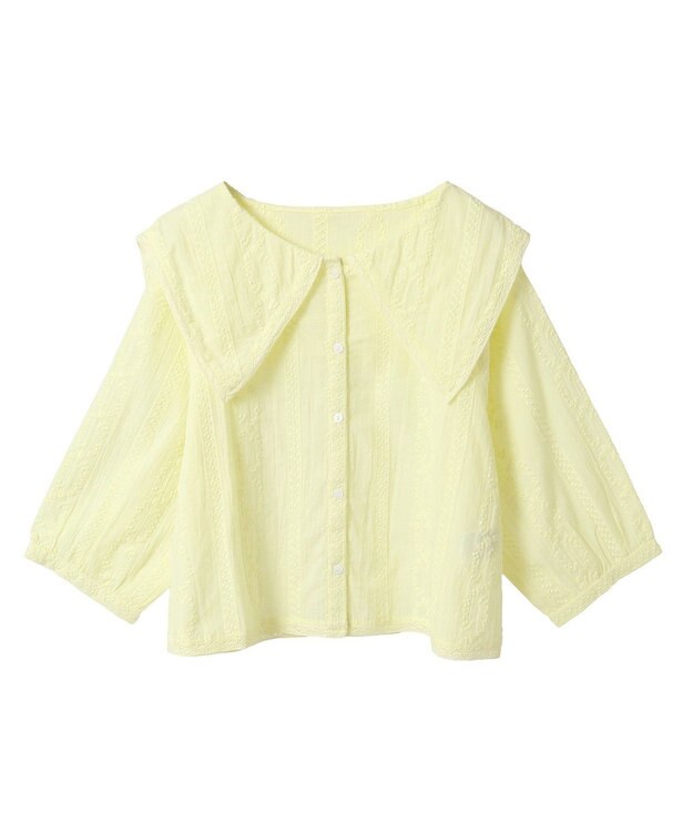 earth music&ecology ビッグカラー刺繍ブラウス Yellow