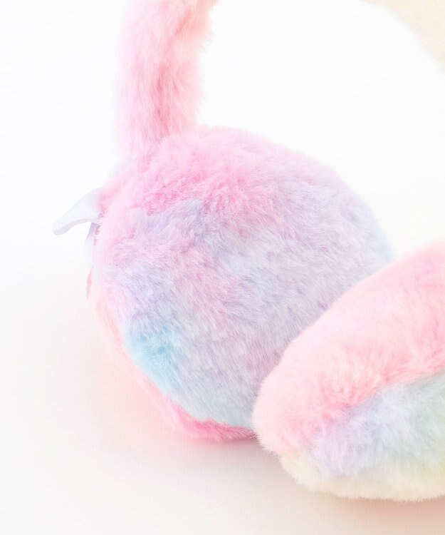 ANY KIDS ふわふわネコミミイヤーマフ レインボー