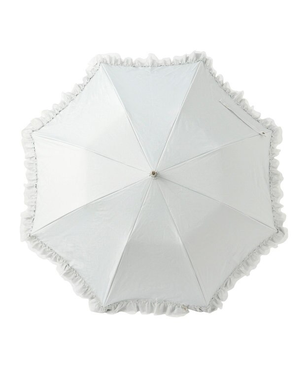 MOONBAT ランバン オン ブルー 晴雨兼用日傘 折りたたみ傘 ビジュー付きオーガンジーフリル 遮光 遮熱 UV オリーブグレー