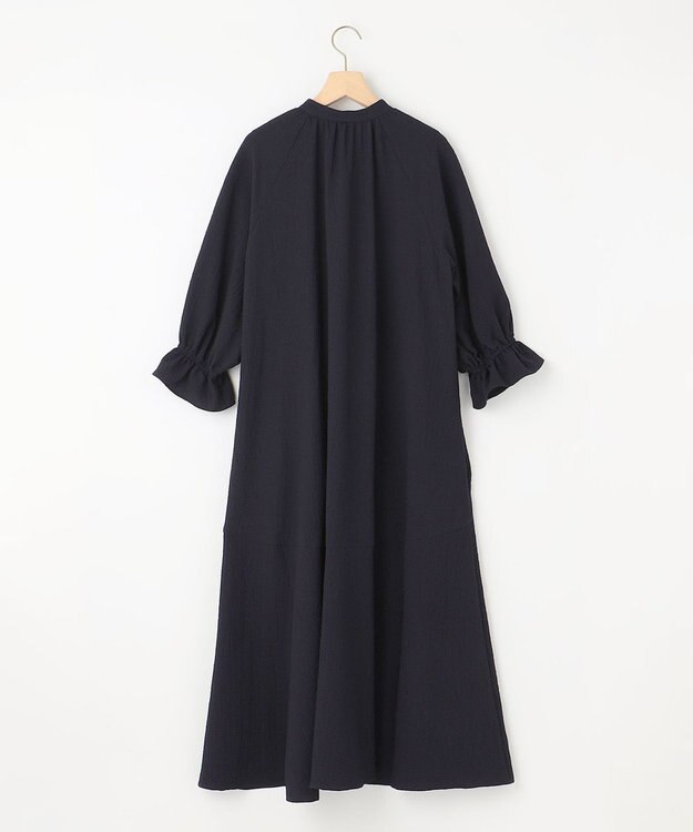 組曲 【WEB限定】クレープストレッチ シャツワンピース ネイビー系