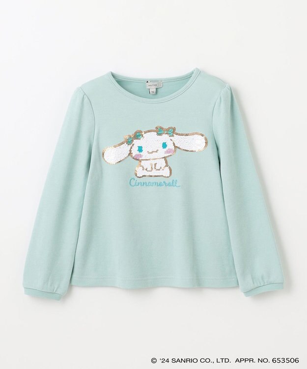 ANY KIDS 【any FAM×サンリオキャラクターズ】ミラクルスパンコール長袖Tシャツ ミント×シナモロール