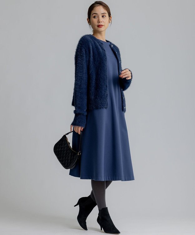 組曲 S 【前後着用可】2WAYナイロンファー ニット ネイビー系