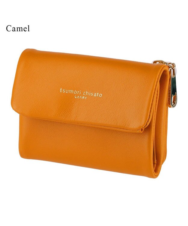 tsumori chisato CARRY ソフトラム 3つ折り財布 キャメル