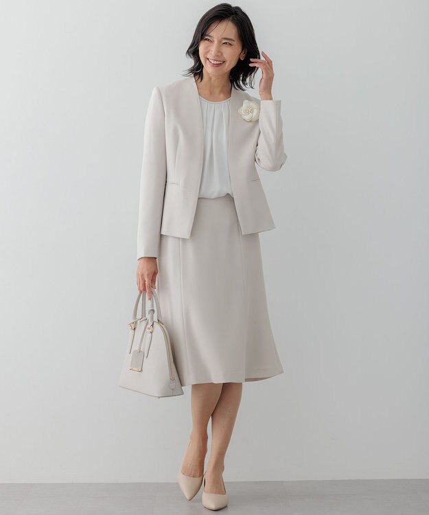 23区 【洗える】シルキーデシン ボールチェーン カットソー ベージュ系